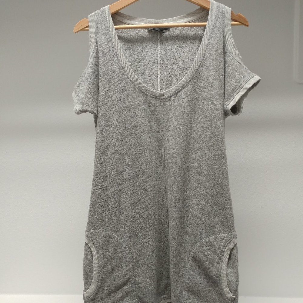 A/X Armani Exchange Gray Stretch Cold Shoulder Dress M